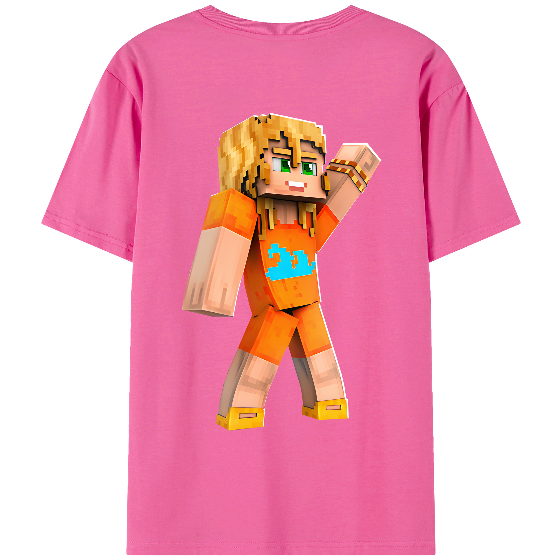 （画像用） マインクラフト ブロックの世界 Minecraft MC Block world レディース半袖Tシャツ(バックプリント)